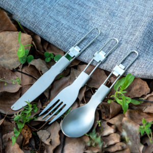 Ultralight Titanium Camping Cutlery Set Fork Knife Spoon for Backpacking Hiking
