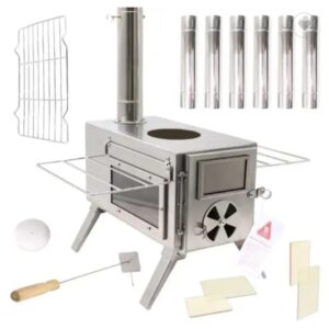 Wildrex EFNEW 304 Stainless steel camping outdoor wood stove with one side glass