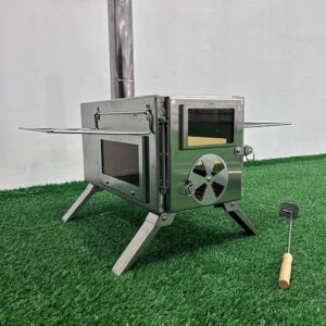 Wildrex EFNEW 304 Stainless steel camping outdoor wood stove with two side glasses