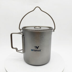 Wildrex Ultralight Folding Handle Hanging pot multifunction Titanium Mug cup