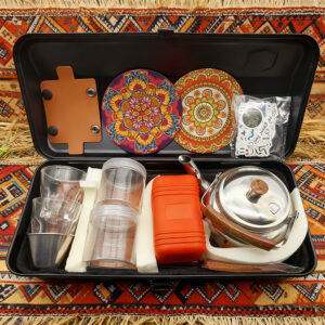 Metal Camping Storage Box Set with Portable Scale Teapot Cup and Stove Head for Outdoor Use